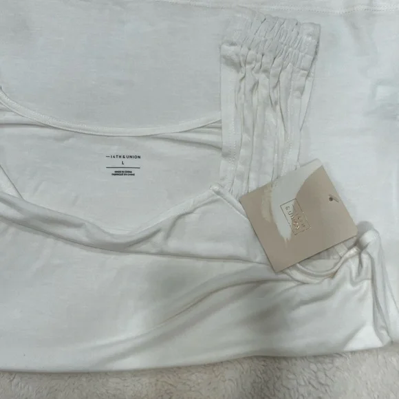 14th & Union Nordstrom white tank top with shoulder details size L - Picture 10 of 10